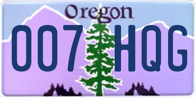 OR license plate 007HQG