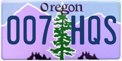 OR license plate 007HQS