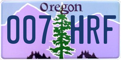 OR license plate 007HRF