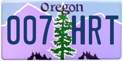 OR license plate 007HRT