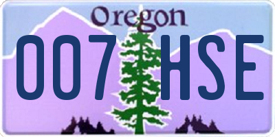 OR license plate 007HSE