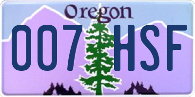 OR license plate 007HSF