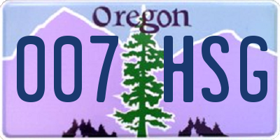 OR license plate 007HSG