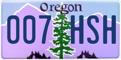 OR license plate 007HSH
