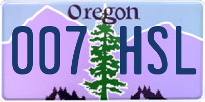OR license plate 007HSL