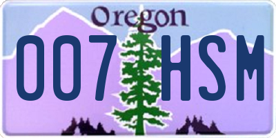 OR license plate 007HSM