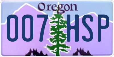 OR license plate 007HSP