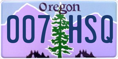 OR license plate 007HSQ