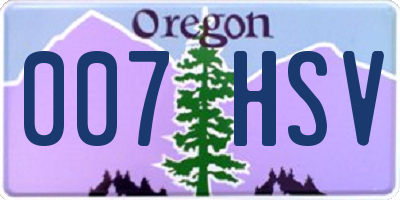 OR license plate 007HSV
