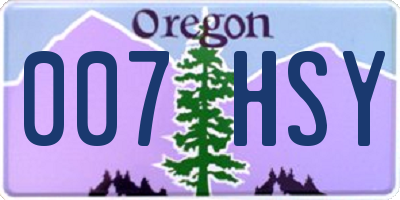 OR license plate 007HSY