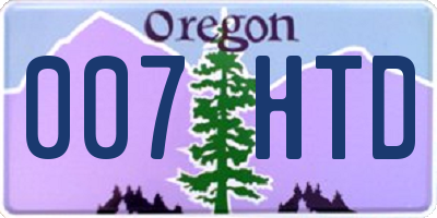 OR license plate 007HTD