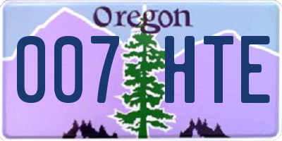 OR license plate 007HTE