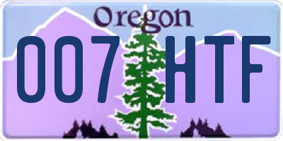 OR license plate 007HTF