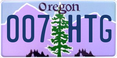 OR license plate 007HTG