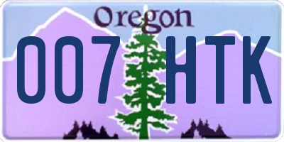 OR license plate 007HTK