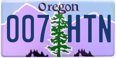 OR license plate 007HTN