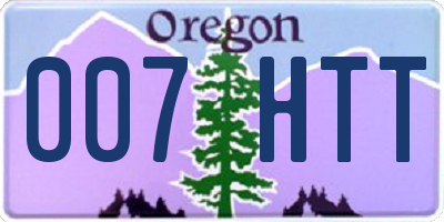 OR license plate 007HTT