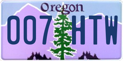 OR license plate 007HTW