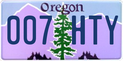 OR license plate 007HTY