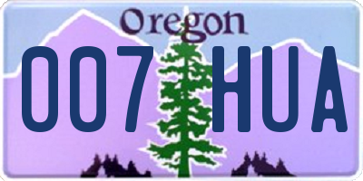 OR license plate 007HUA
