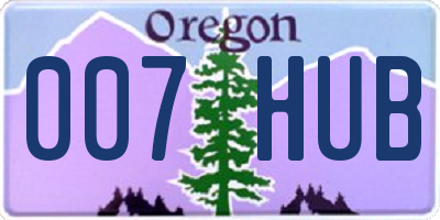 OR license plate 007HUB