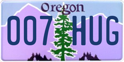 OR license plate 007HUG