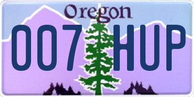 OR license plate 007HUP