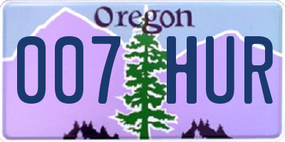 OR license plate 007HUR