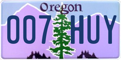 OR license plate 007HUY