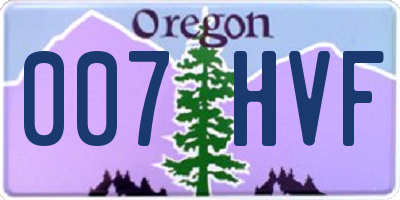 OR license plate 007HVF