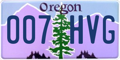 OR license plate 007HVG