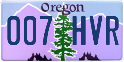 OR license plate 007HVR