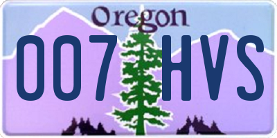 OR license plate 007HVS