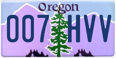 OR license plate 007HVV