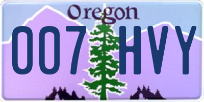 OR license plate 007HVY