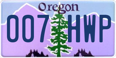 OR license plate 007HWP