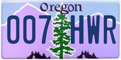 OR license plate 007HWR