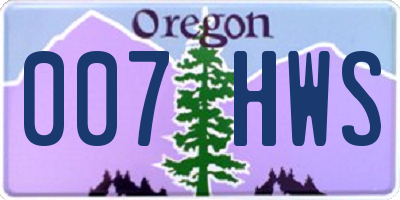 OR license plate 007HWS