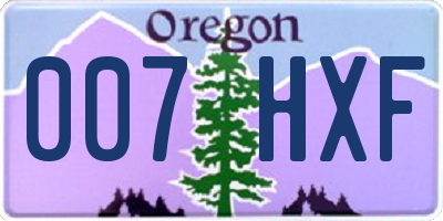 OR license plate 007HXF