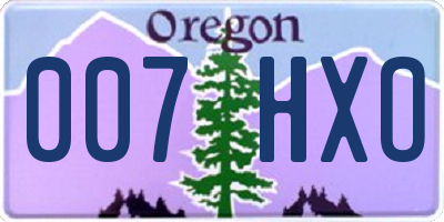 OR license plate 007HXO