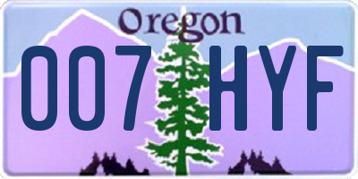 OR license plate 007HYF