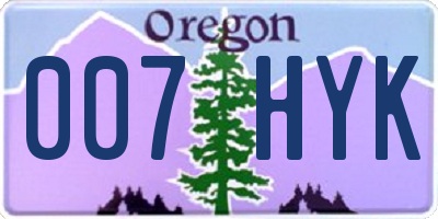 OR license plate 007HYK