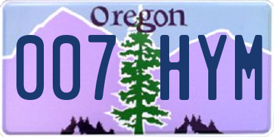 OR license plate 007HYM