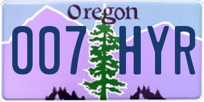 OR license plate 007HYR