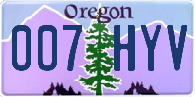 OR license plate 007HYV