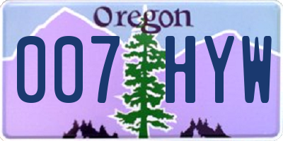 OR license plate 007HYW