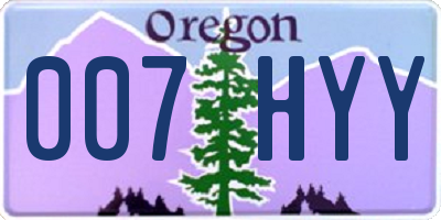 OR license plate 007HYY
