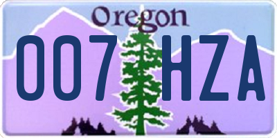 OR license plate 007HZA