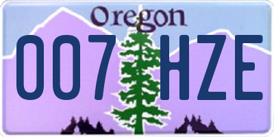 OR license plate 007HZE