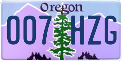 OR license plate 007HZG